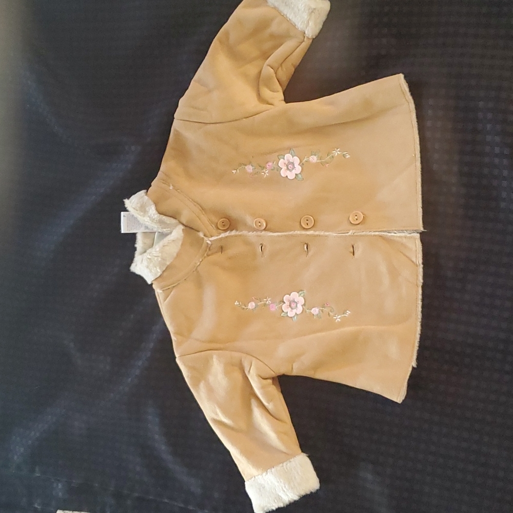 b.t. kids, tan, floral, coat, size 12 months